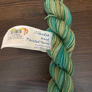 CLAUDIA HAND PAINTED YARN Hand Dyed- "Whirled Peas" NEW, Fingering Weight